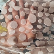 Ткань Сетка флок горох (пудра)